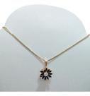 Colar Margarida Flor Zirconia Colorido Folhedo A Ouro 18k