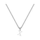 Colar Masculino De Aço Inoxidável Prateado Com Pingente De Letra A-Z E Corrente Quadrada - Presente