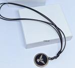 Colar Masculino e Feminino Cordão Fio encerado Ajustável Preto Pingente Medalha Divino espirito santo Pomba Aço Inox