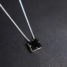 Colar masculino prata 925 legítima cristal preto/ corrente veneziana 925 maciça