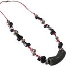 Colar Maxi Africano Contas Vermelho Preto Feminino Colar Maxi Africano Contas Vermelho Preto Feminino