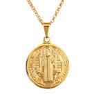 Colar Medalha De São Bento Dupla Face Banhado A Ouro 18k