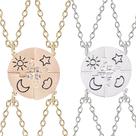 Colar Melhores Amigas 4 Elementos Best Friends 4 Pçs Sol Lua