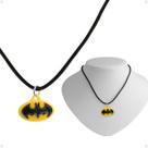 Colar menino infantil + pingente batman qualidade premium heroi criança ajustavel preto amarelo moda presente