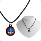 Colar menino infantil + pingente capitão america premium heroi vermelho criança moda azul ajustavel presente