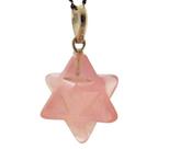 Colar Merkaba Pedra Quartzo Rosa Extra Argola Pino Prata 950 Colar Merkaba Pedra Quartzo Rosa Extra Argola Pino Prata 950