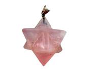 Colar Merkaba Pedra Quartzo Rosa Presilha Prateado