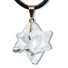 Colar Merkabah Cristal Pedra Natural Extra Pino Dourado