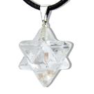 Colar Merkabah Cristal Pedra Natural Extra Pino Prateado