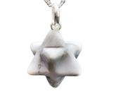 Colar Merkabah Pedra Howlita Branca Pino Prata 950