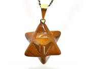 Colar Merkabah Pedra Jaspe Amarelo com Presilha Prateado Colar Merkabah Pedra Jaspe Amarelo com Presilha Prateado