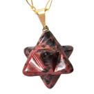 Colar Merkabah Pedra Obsidiana Mahogany Natural Pino Dourado Colar Merkabah Pedra Obsidiana Mahogany Natural Pino Dourado