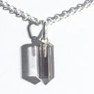 Colar Micro Pontinha Pedra Quartzo Fumê Prata 950 15mm