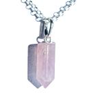 Colar Micro Pontinha Pedra Quartzo Rosa Prata 950 15mm