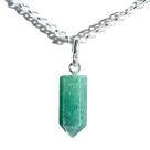 Colar Micro Pontinha Pedra Quartzo Verde Prata 950 15mm