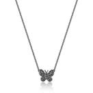 Colar mini borboleta cravejado banhado a ródio negro - zircônias