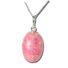 Colar Mini Cabochão Pedra Amazonita Pìnk Pino Prata 950
