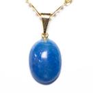Colar Mini Cabochão Quartzo Azul 20mm Natural Pino Dourado