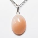 Colar Mini Cabochão Quartzo Goiaba Natural Pino Prata 950