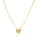 Colar Mini Coração Cravejado Via - Banho Ouro 18K