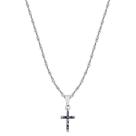 Colar Mini Crucifixo Zircônias Coloridas Banhado a Prata