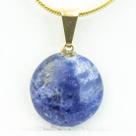 Colar Mini Disco Sodalita Azul Pedra Natural Pino Dourado