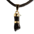 Colar Mini Figa Pedra Obsidiana Negra Montagem Dourado