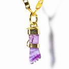 Colar Mini Figa Pingente Ametista 20mm Pedra Natural Dourado