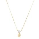 Colar mini medalha nossa senhora das graças coração zircônia folheado a ouro 18k