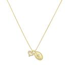 Colar mini medalha nossa senhora das graças mini coração zircônias folheado a ouro 18k
