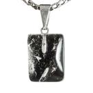 Colar Mini Retangular Pedra Cristal 14mm Pino Prateado
