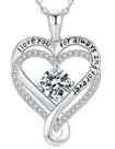 Colar Mkhhy Diamond Birthstone Infinity Heart S925 em prata