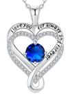 Colar Mkhhy Silver Infinity Heart Sapphire para mulheres
