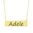 Colar Nome Personalizado Chapinha Gravação Adele Banhado Ouro 18K - 999004224