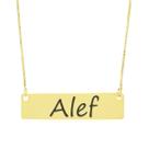 Colar Nome Personalizado Chapinha Gravação Alef Banhado Ouro 18K - 999004002