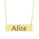 Colar Nome Personalizado Chapinha Gravação Alice Banhado Ouro 18K - 999004229 Colar Nome Personalizado Chapinha Gravação Alice Banhado Ouro 18K - 999004229