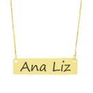 Colar Nome Personalizado Chapinha Gravação Ana Liz Banhado Ouro 18K - 999004237