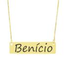 Colar Nome Personalizado Chapinha Gravação Benício Banhado Ouro 18K - 999004007