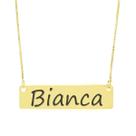 Colar Nome Personalizado Chapinha Gravação Bianca Banhado Ouro 18K - 999004250