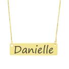Colar Nome Personalizado Chapinha Gravação Danielle Banhado Ouro 18K - 999004275