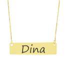 Colar Nome Personalizado Chapinha Gravação Dina Banhado Ouro 18K - 999004284