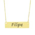 Colar Nome Personalizado Chapinha Gravação Filipe Banhado Ouro 18K - 999004188