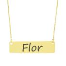 Colar Nome Personalizado Chapinha Gravação Flor Banhado Ouro 18K - 999004319