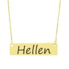 Colar Nome Personalizado Chapinha Gravação Hellen Banhado Ouro 18K - 999004348