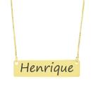 Colar Nome Personalizado Chapinha Gravação Henrique Banhado Ouro 18K - 999004042