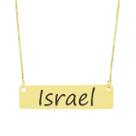 Colar Nome Personalizado Chapinha Gravação Israel Banhado Ouro 18K - 999004050