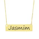 Colar Nome Personalizado Chapinha Gravação Jasmim Banhado Ouro 18K - 999004369