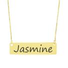 Colar Nome Personalizado Chapinha Gravação Jasmine Banhado Ouro 18K - 999004370