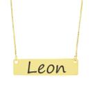 Colar Nome Personalizado Chapinha Gravação Leon Banhado Ouro 18K - 999004202