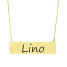 Colar Nome Personalizado Chapinha Gravação Lino Banhado Ouro 18K - 999004205